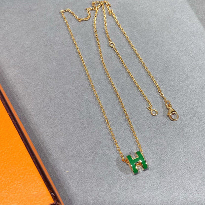 [Echo Fine ]POP H GREEN NECKLACE SILVER AND GOLD