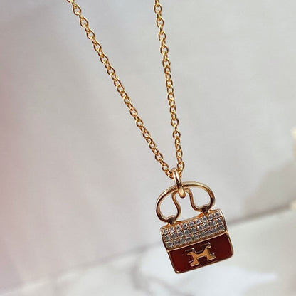 [Echo Fine ]CONSTANCE RED PEDANT PINK GOLD NECKLACE