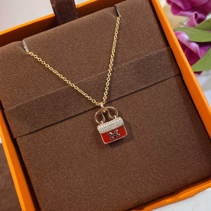 [Echo Fine ]CONSTANCE RED PEDANT PINK GOLD NECKLACE