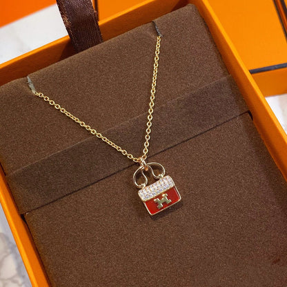[Echo Fine ]CONSTANCE RED PEDANT PINK GOLD NECKLACE