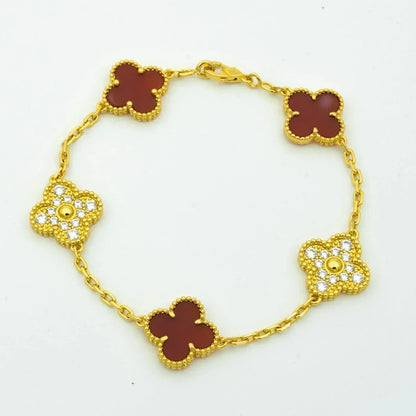 [Echo Fine ]CLOVER 5 MOTIFS CARNELIAN DIAMOND BRACELET