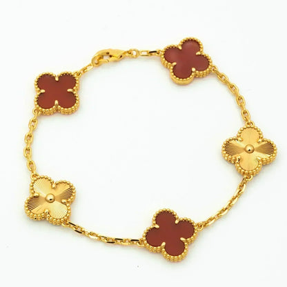 [Echo Fine ]CLOVER  5 MOTIFS CARNELIAN GOLD BRACELET