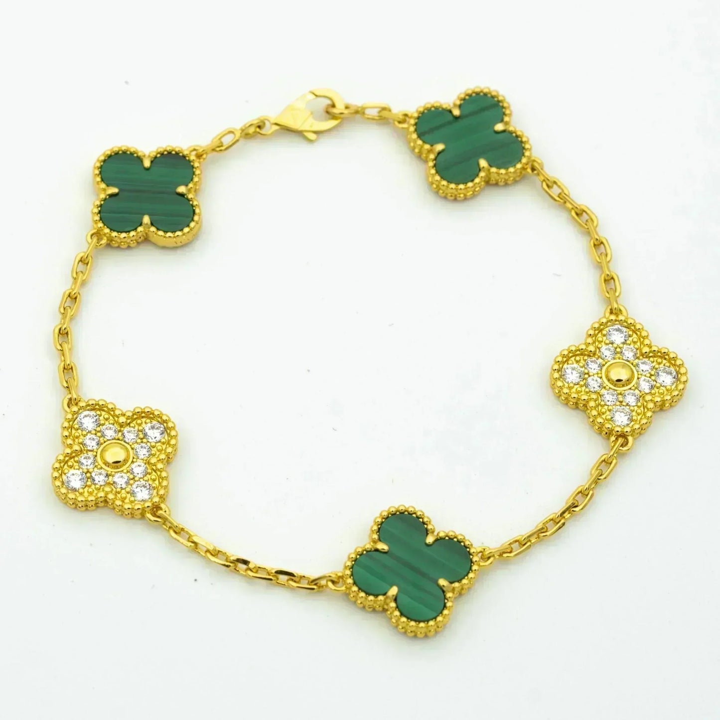 [Echo Fine ]CLOVER  5 MOTIF MALACHITE DIAMOND BRACELET