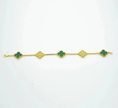 [Echo Fine ]CLOVER  5 MOTIF MALACHITE DIAMOND BRACELET
