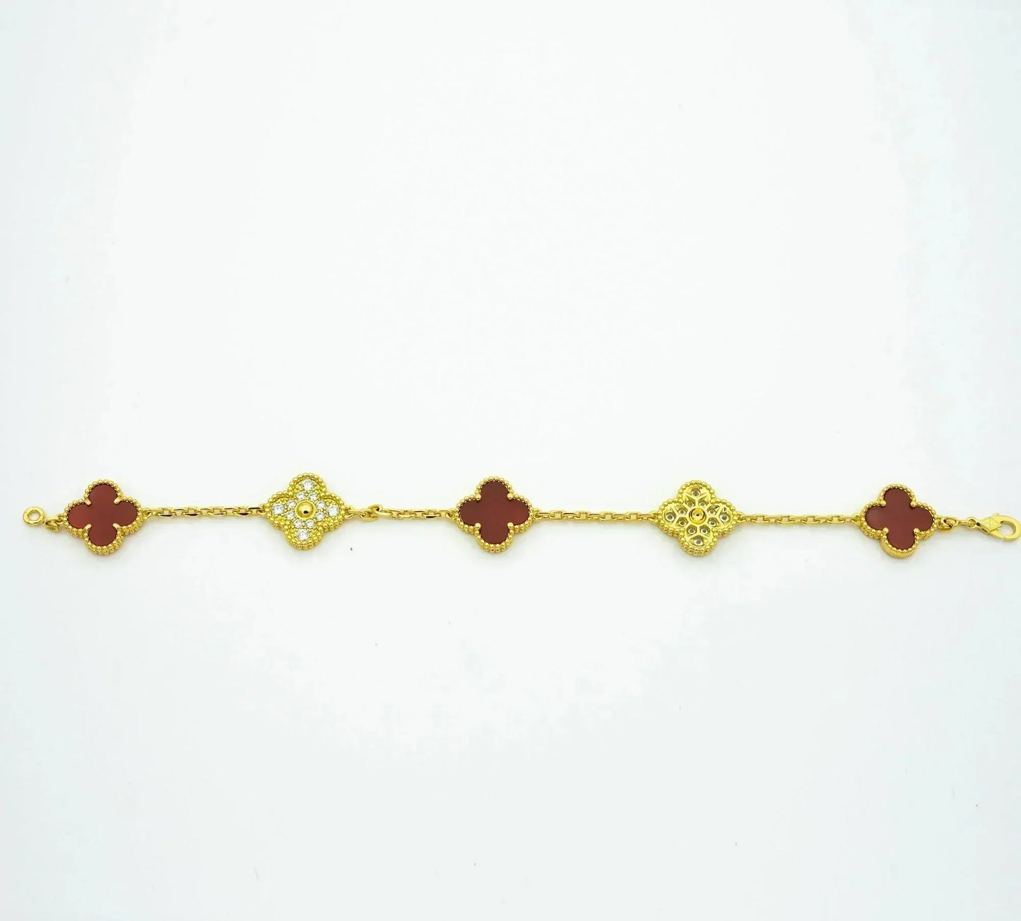 [Echo Fine ]CLOVER 5 MOTIFS CARNELIAN DIAMOND BRACELET