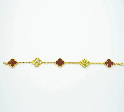 [Echo Fine ]CLOVER 5 MOTIFS CARNELIAN DIAMOND BRACELET