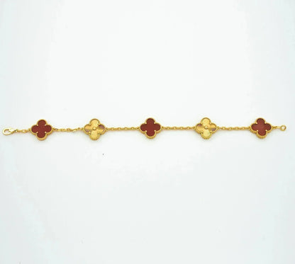 [Echo Fine ]CLOVER  5 MOTIFS CARNELIAN GOLD BRACELET