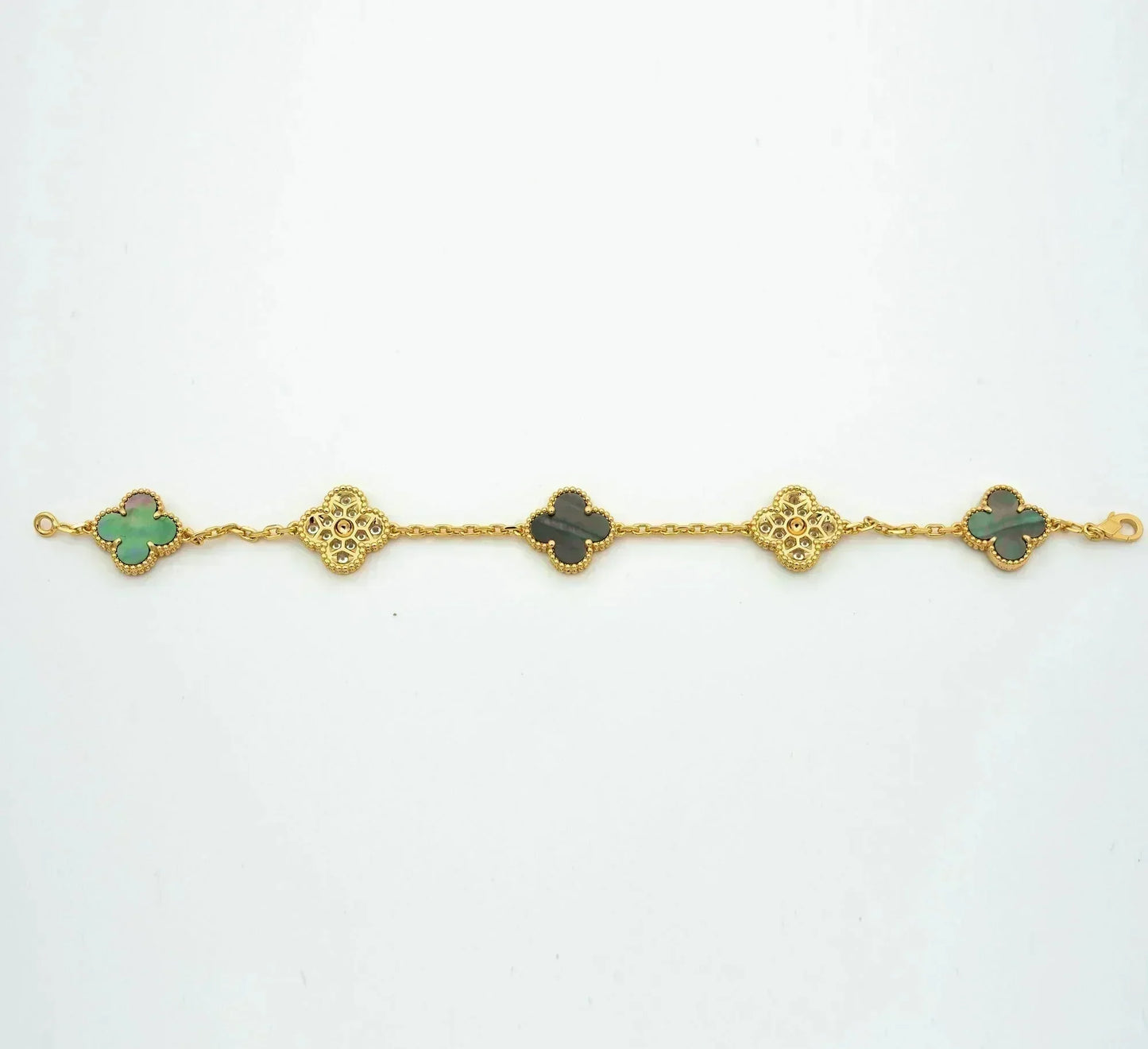 [Echo Fine ]CLOVER 5 MOTIF GRAY MOP DIAMOND BRACELET