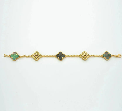 [Echo Fine ]CLOVER 5 MOTIF GRAY MOP DIAMOND BRACELET