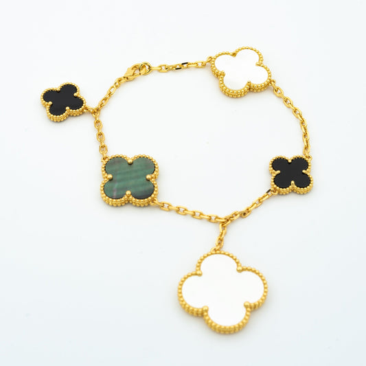 [Echo Fine ]CLOVER BRACELET 5 MOTIFS ONYX MOP