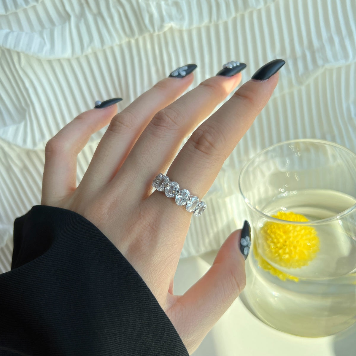[Echo Fine ]Dainty Elongated Cushion Cut Tennis Ring