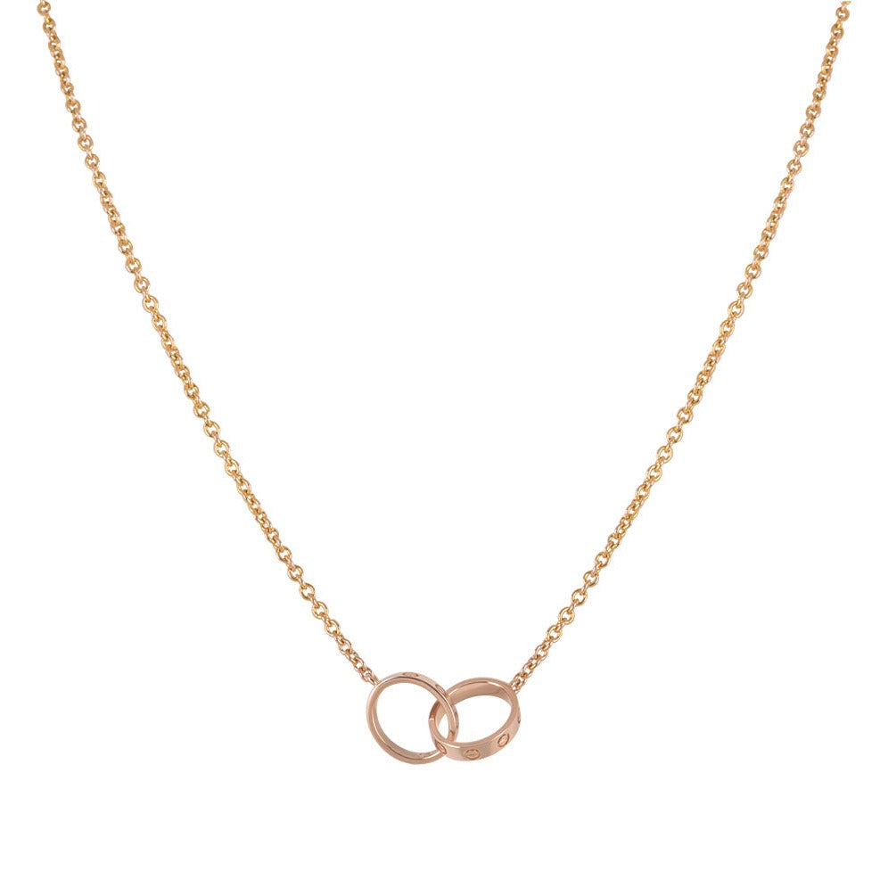 [Echo Fine ]LOVE NECKLACE DOUBLE RING PINK GOLD