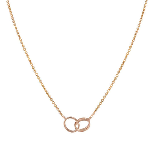 [Echo Fine ]LOVE NECKLACE DOUBLE RING PINK GOLD