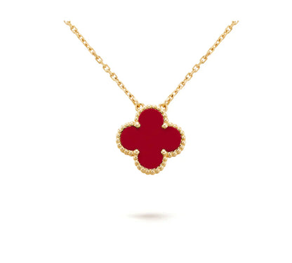 [Echo Fine ]CLOVER 15MM CARNELIAN SINGLE FLOWER NECKLACE