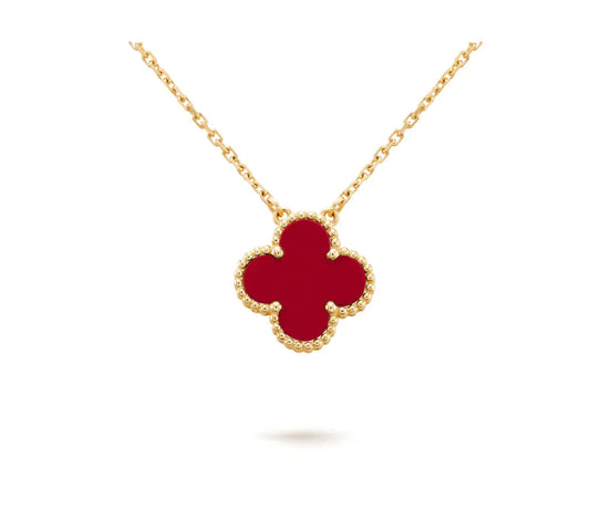 [Echo Fine ]CLOVER 15MM CARNELIAN SINGLE FLOWER NECKLACE