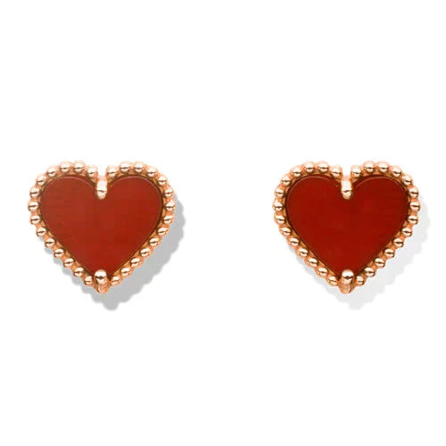 [Echo Fine ]HEART CARNELIAN STUD EARRINGS
