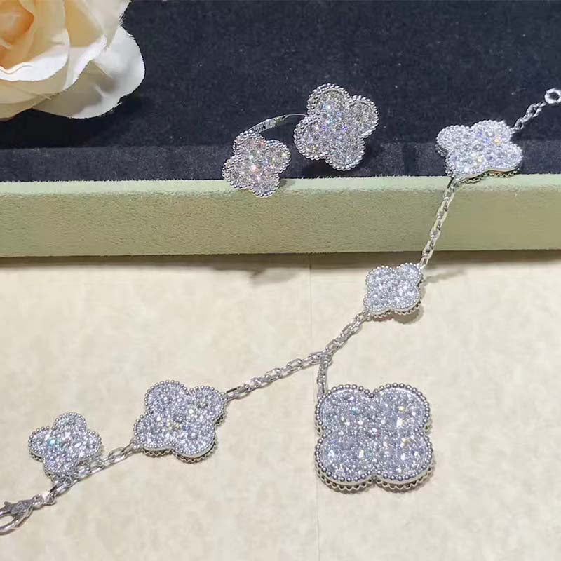 [Echo Fine ]CLOVER 6 MOTIFS SILVER DIAMOND BRACELET