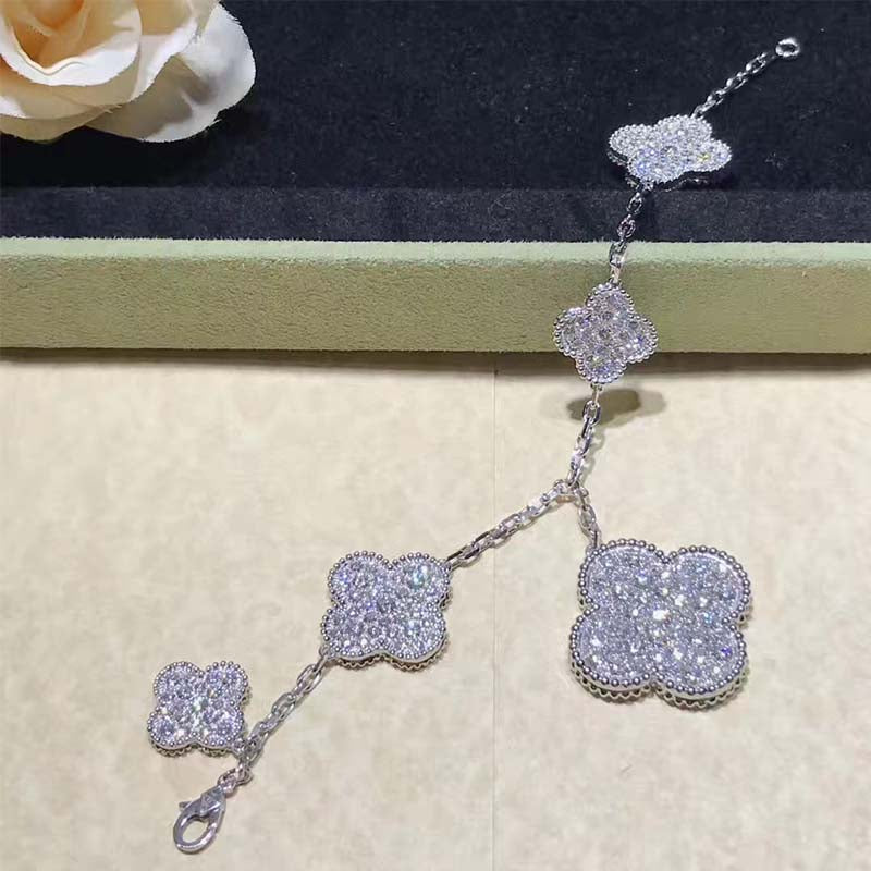 [Echo Fine ]CLOVER 6 MOTIFS SILVER DIAMOND BRACELET