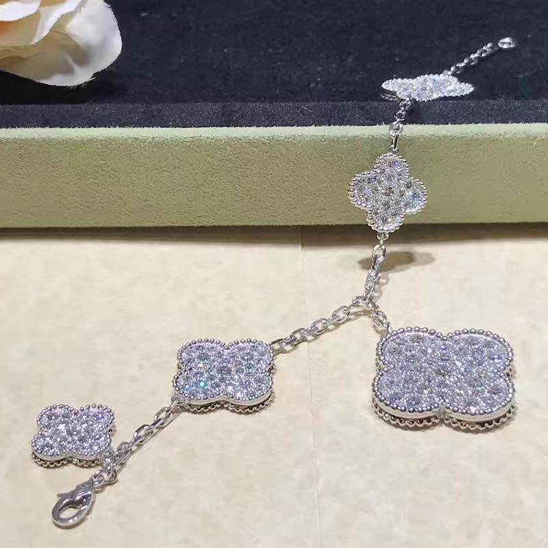 [Echo Fine ]CLOVER 6 MOTIFS SILVER DIAMOND BRACELET
