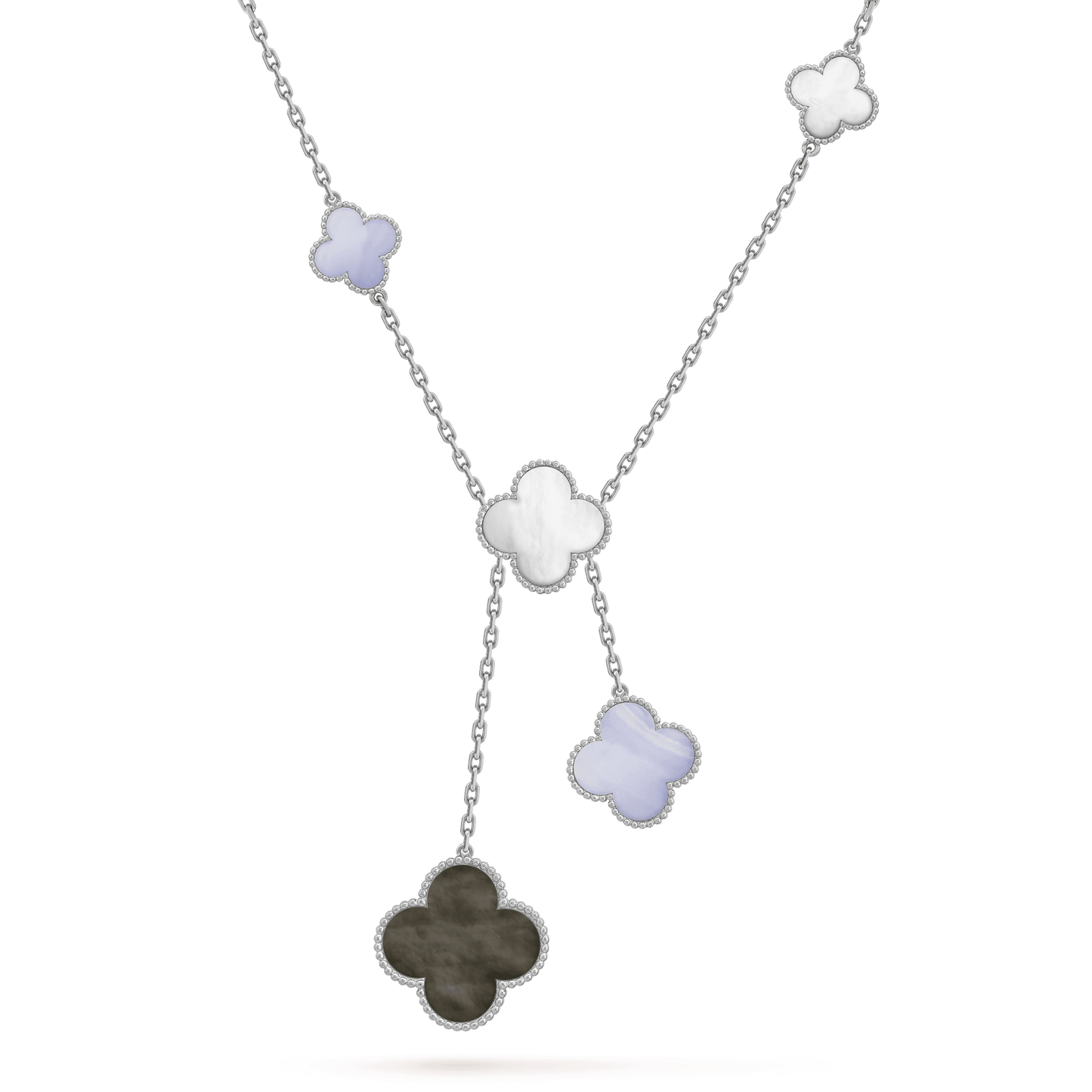 [Echo Fine ]CLOVER MOP CHALCEDONY NECKLACE SILVER 6 MOTIF