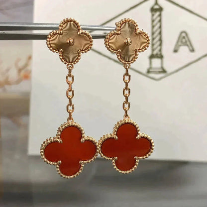 [Echo Fine ]CLOVER 2 MOTIF  LASER CARNELIAN EARRINGS