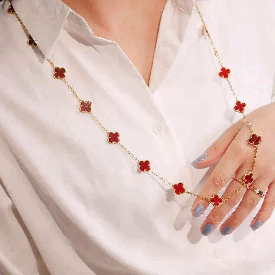 [Echo Fine ]CLOVER 20 MOTIFS CARNELIAN NECKLACE