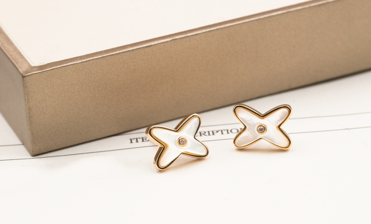 [Echo Fine ]JEUX DE WHITE MOP ROSE GOLD DIAMOND EARRINGS