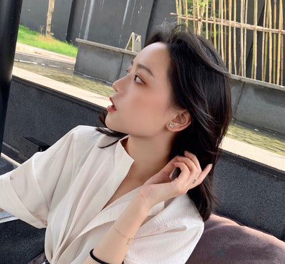 [Echo Fine ]JEUX DE WHITE MOP ROSE GOLD DIAMOND EARRINGS