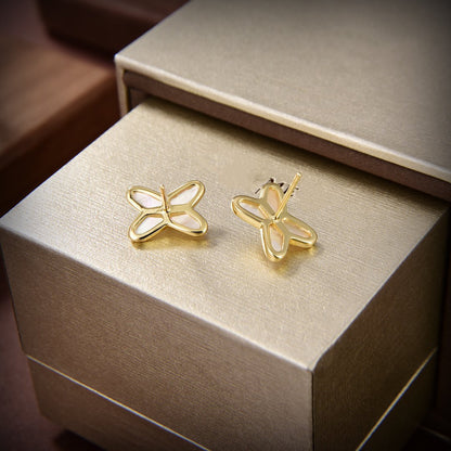 [Echo Fine ]JEUX DE WHITE MOP GOLD DIAMOND EARRINGS