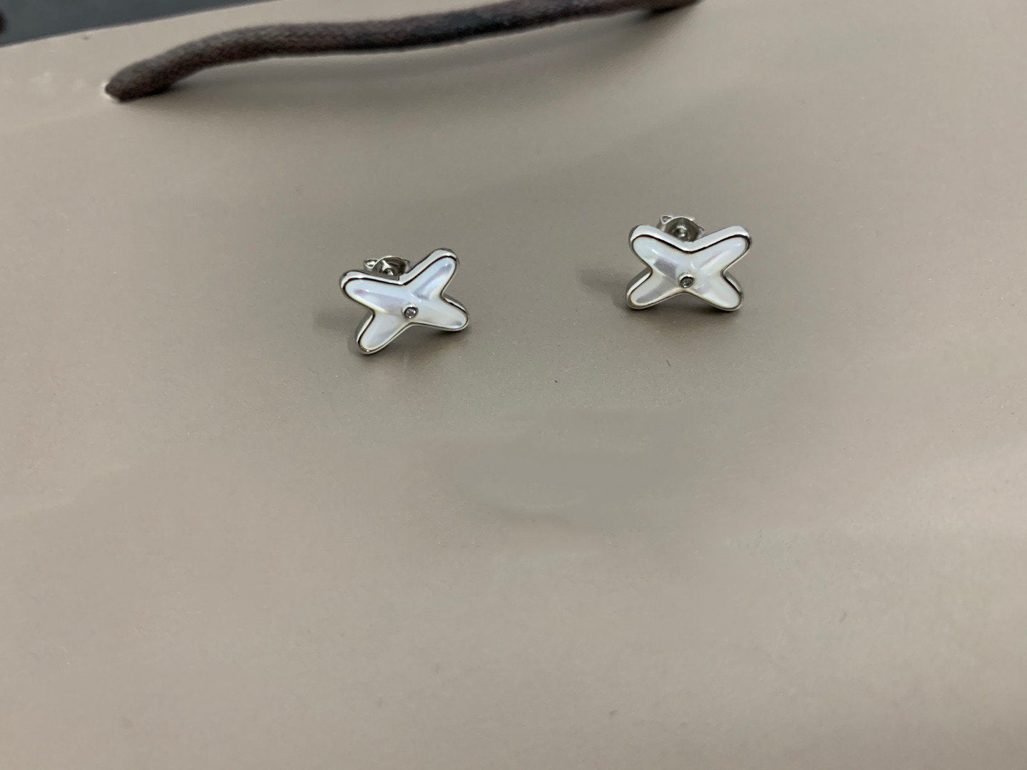 [Echo Fine ]JEUX DE WHITE MOP SILVER DIAMOND EARRINGS