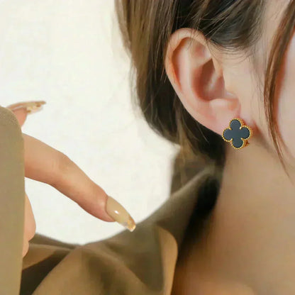 [Echo Fine ]CLOVER MEDIUM 1 MOTIFS  ONYX STUD EARRINGS