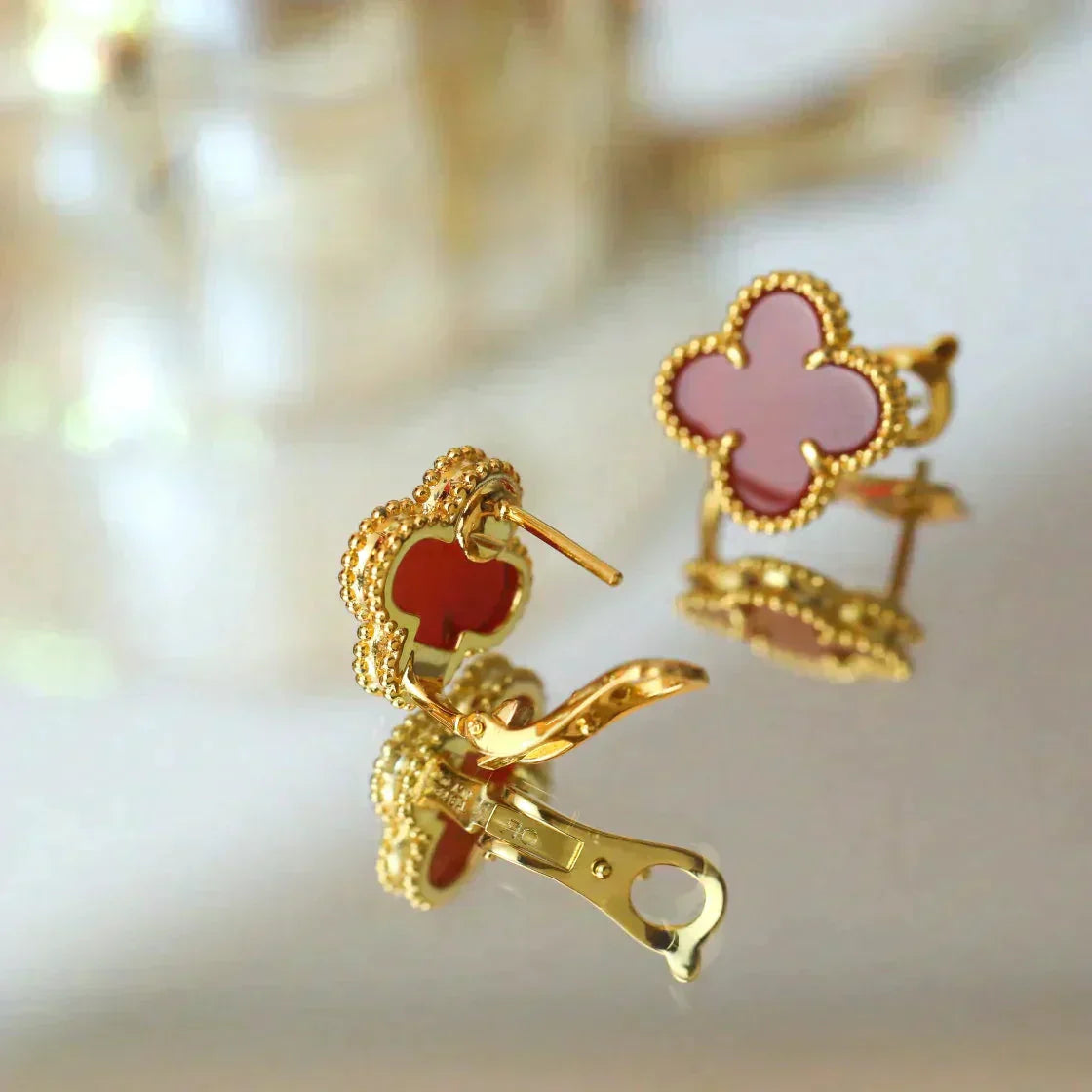 [Echo Fine ]CLOVER MEDIUM 1 MOTIFS CARNELIAN  EARRINGS