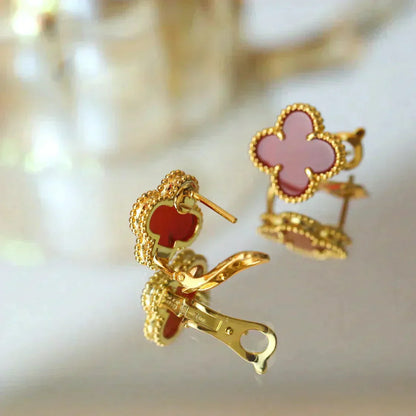 [Echo Fine ]CLOVER MEDIUM 1 MOTIFS CARNELIAN  EARRINGS