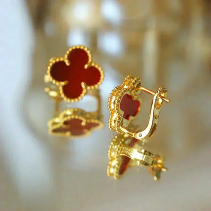 [Echo Fine ]CLOVER MEDIUM 1 MOTIFS CARNELIAN  EARRINGS