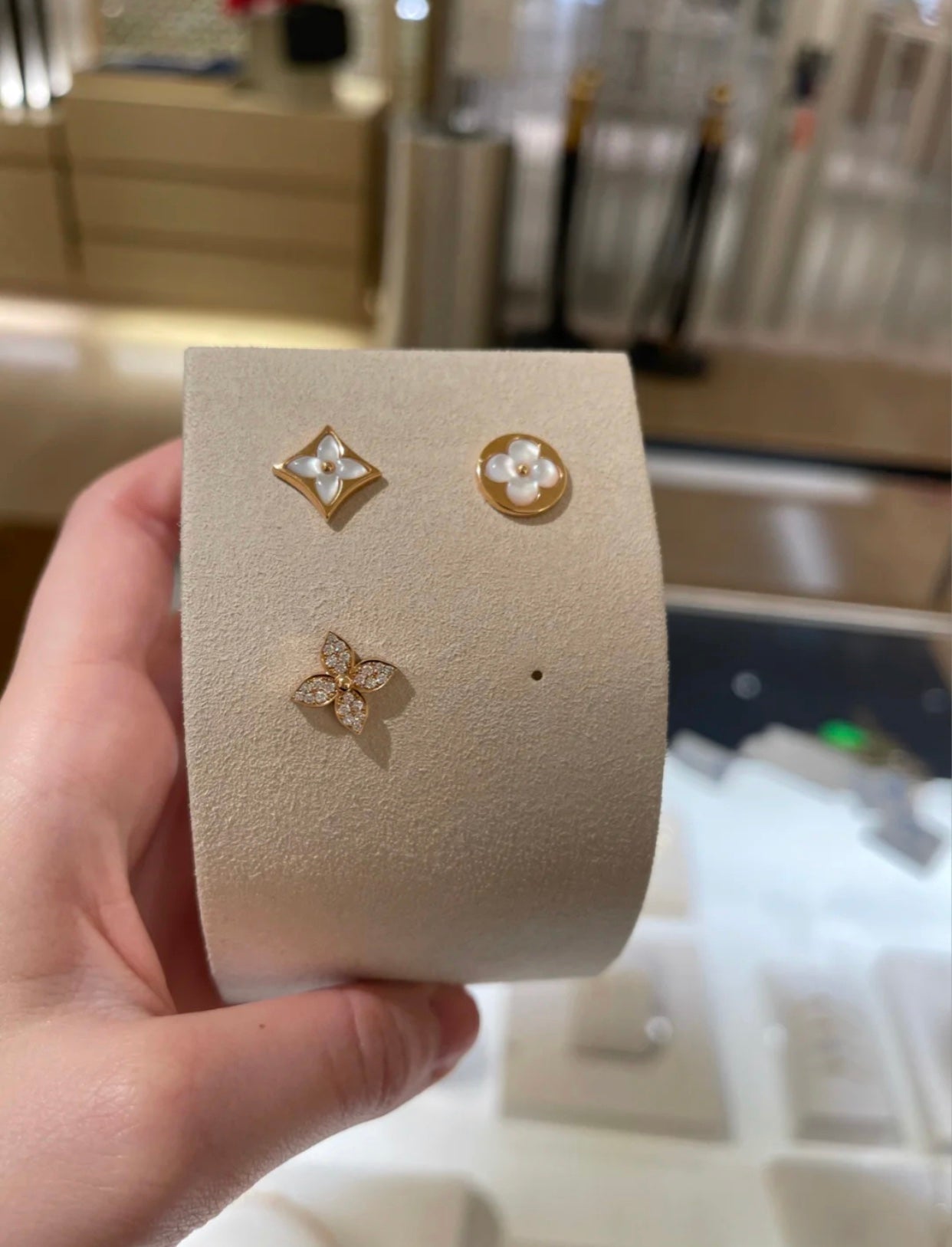 [Echo Fine ]STAR BLOSSOM STUD EARRINGS PINK GOLD DIAMONDS