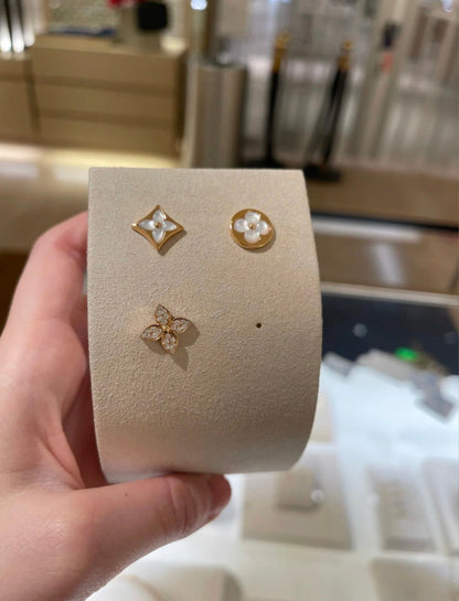 [Echo Fine ]STAR BLOSSOM STUD EARRINGS PINK GOLD DIAMONDS