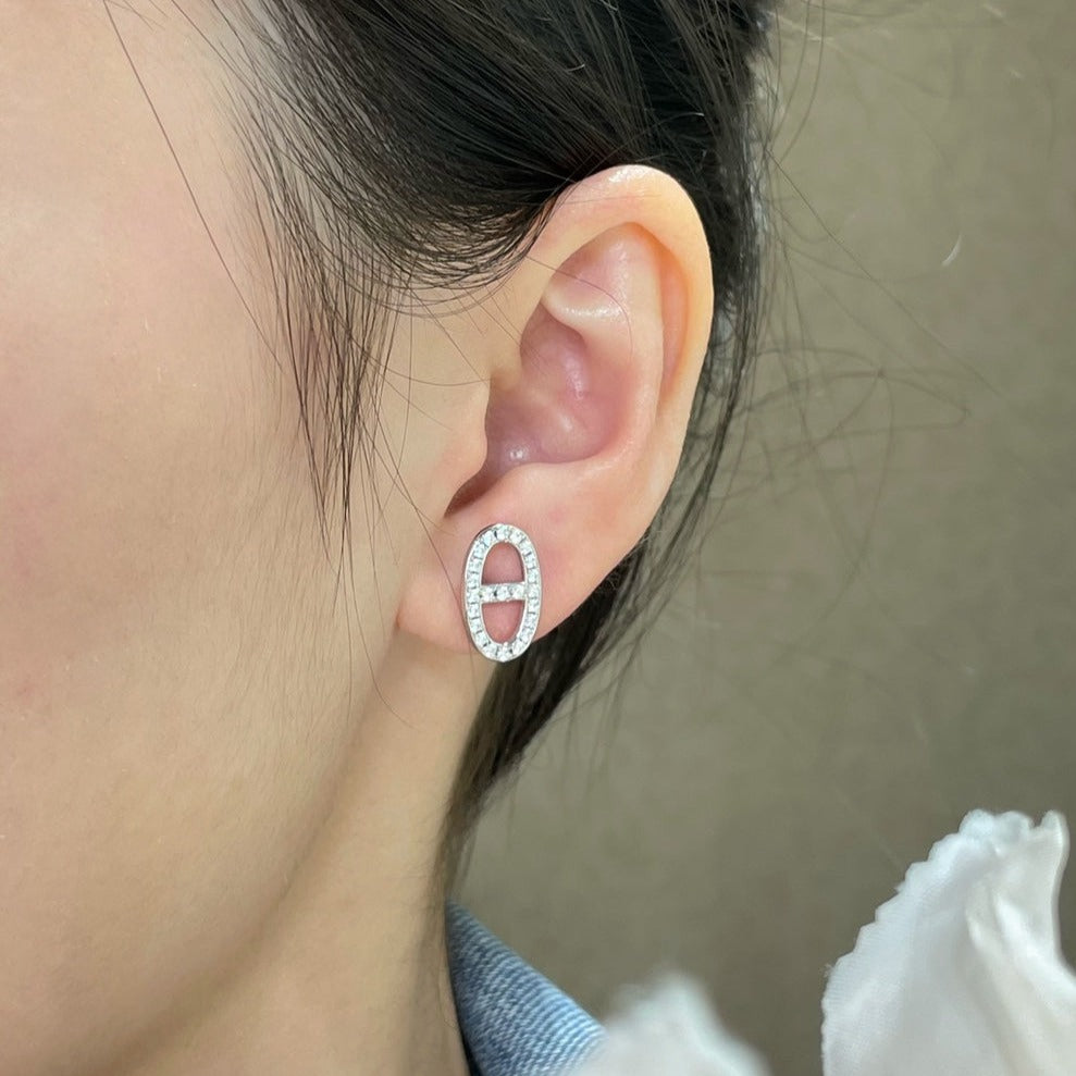 [Echo Fine ]HM FULL DIAMOND PIG NOSE STUD EARRINGS