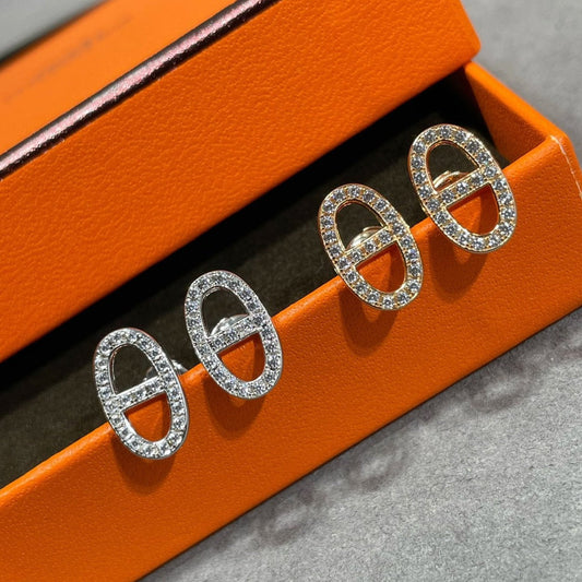 [Echo Fine ]HM FULL DIAMOND PIG NOSE STUD EARRINGS