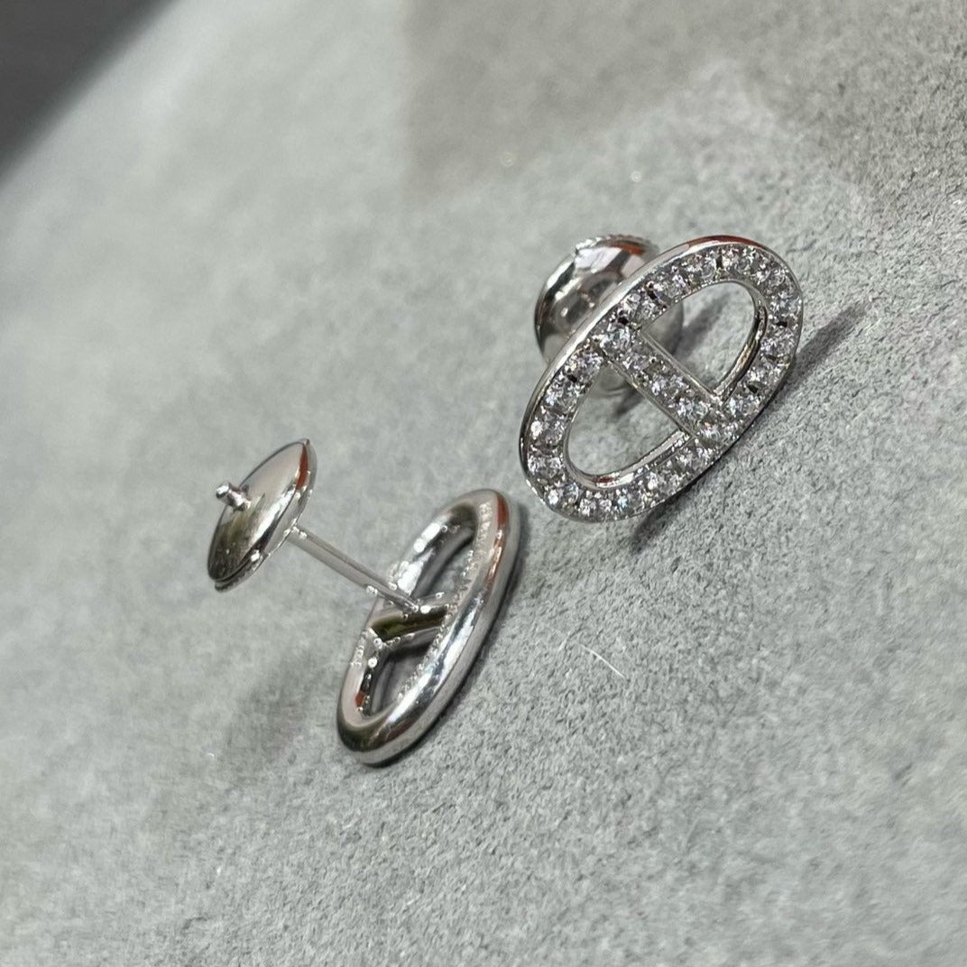 [Echo Fine ]HM FULL DIAMOND PIG NOSE STUD EARRINGS