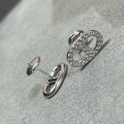 [Echo Fine ]HM FULL DIAMOND PIG NOSE STUD EARRINGS