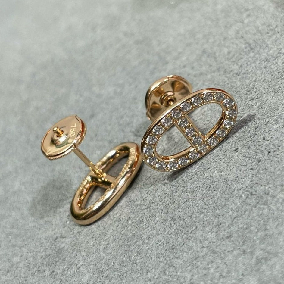 [Echo Fine ]HM FULL DIAMOND PIG NOSE STUD EARRINGS