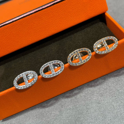 [Echo Fine ]HM FULL DIAMOND PIG NOSE STUD EARRINGS