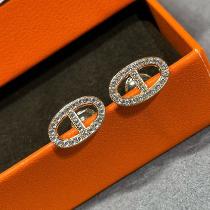 [Echo Fine ]HM FULL DIAMOND PIG NOSE STUD EARRINGS