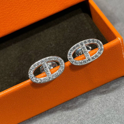 [Echo Fine ]HM FULL DIAMOND PIG NOSE STUD EARRINGS