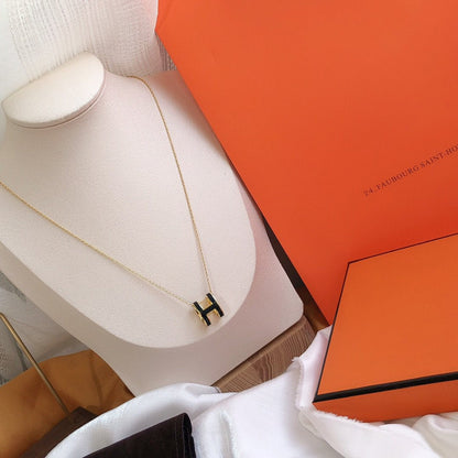 [Echo Fine ]HM CLIC BLACK ENAMEL GOLD NECKLACE