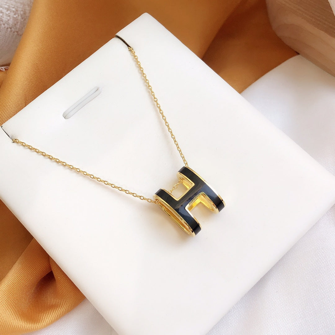 [Echo Fine ]HM CLIC BLACK ENAMEL GOLD NECKLACE