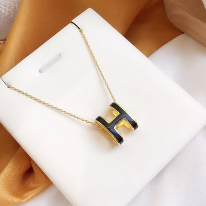[Echo Fine ]HM CLIC BLACK ENAMEL GOLD NECKLACE