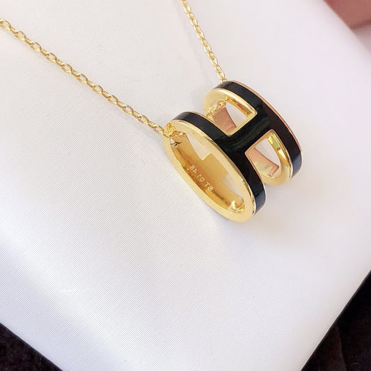 [Echo Fine ]HM CLIC BLACK ENAMEL GOLD NECKLACE