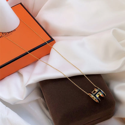 [Echo Fine ]HM CLIC BLACK ENAMEL GOLD NECKLACE