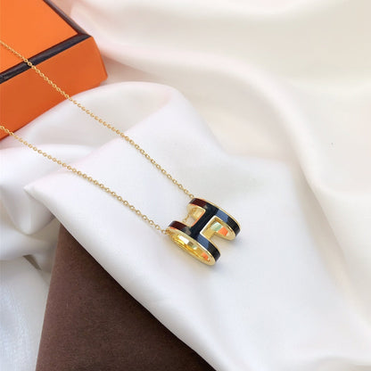 [Echo Fine ]HM CLIC BLACK ENAMEL GOLD NECKLACE